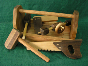 Handmade Wood Toy Tool Box and Toy Tools